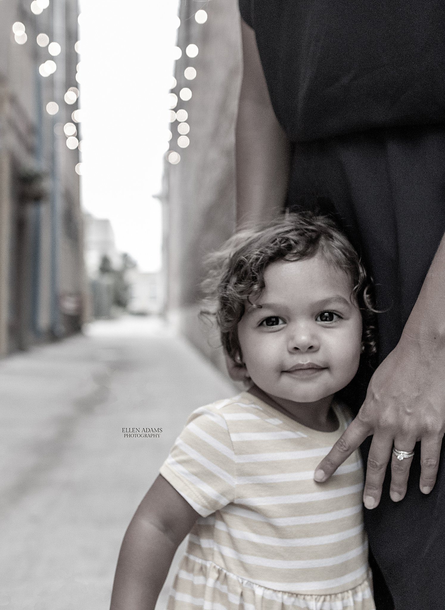 Portrait of a child in downtown Huntsville from a family photoshoot