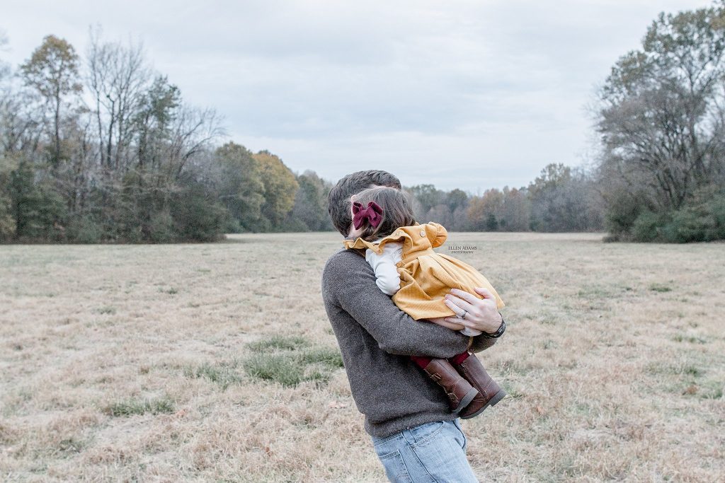 Hays Nature Preserve portrait of dad holding little girl, by Ellen Adams Photography.