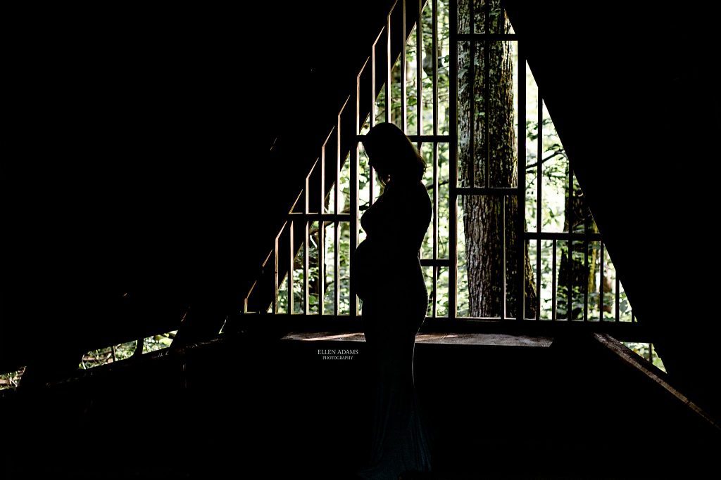 Ellen Adams Photography photographed the silhouette of a pregnant mom.