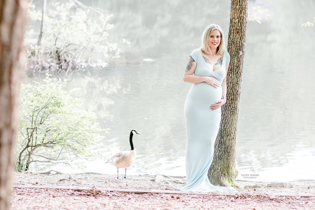 Madison AL maternity photographer Ellen Adams Photography captured this image of a goose next to a pregnant mom.