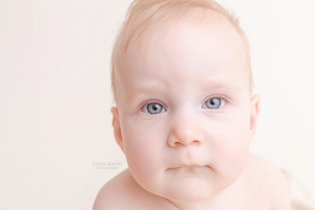 Baby Photographer Ellen Adams Photography image of baby blue eyes.